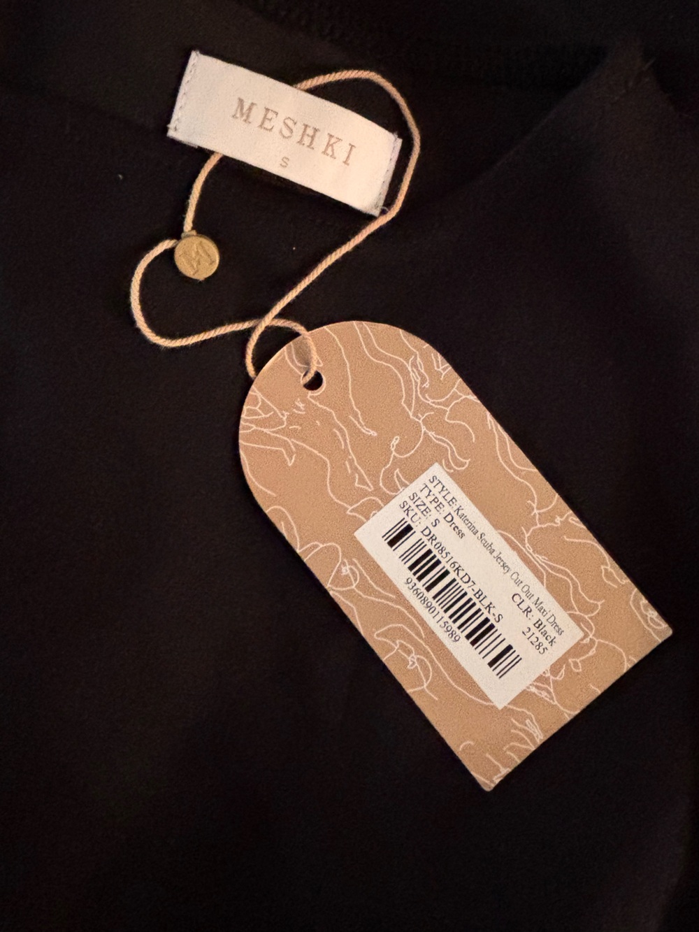NWT Meshki Katerina Scuba Jersey Cut Out Maxi Dress Small Black - Picture 6 of 6